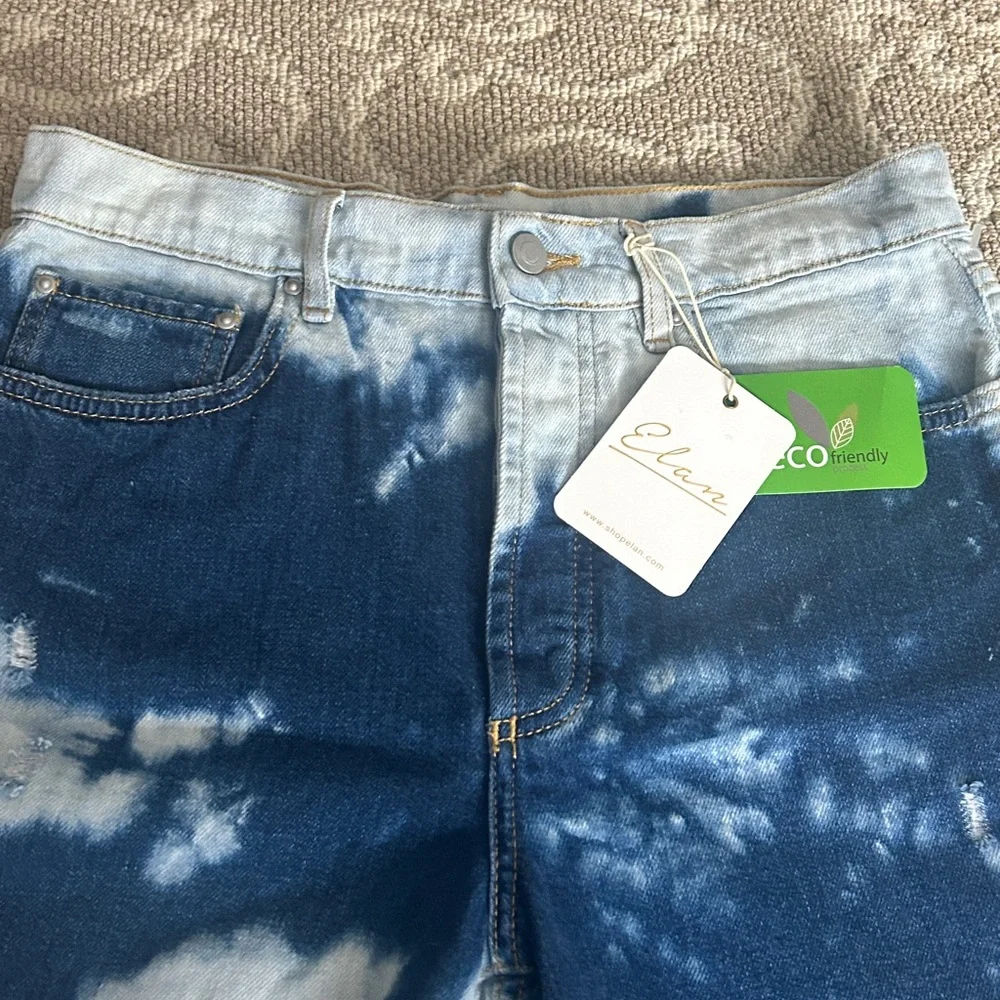 Elan Tie Dye High Rise Straight Leg Cropped Jeans Women's Medium button fly NWT - Picture 3 of 9